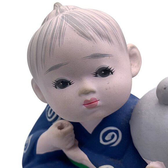 Japanese Figurines Hakata Doll Association Boy Girl Doll Resting Bisque Culture - Picture 6 of 12